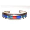 Image 1 : Navajo Sterling Silver Carinated Bracelet Coral Lapis & Turquoise by Ray Tracey