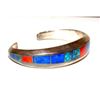 Image 2 : Navajo Sterling Silver Carinated Bracelet Coral Lapis & Turquoise by Ray Tracey