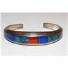 Image 4 : Navajo Sterling Silver Carinated Bracelet Coral Lapis & Turquoise by Ray Tracey