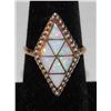 Image 2 : Zuni Inlay Opal Ring Size 7 Signed Sterling Silver