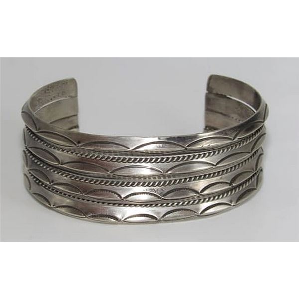 Navajo Sterling Silver Carinated Stacker Cuff Bracelet Ingot Rob Cadman