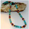 Image 2 : Navajo Rolled Shell Orange Spiny, Amethyst & Turquoise Heishi Choker Necklace