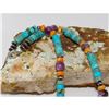 Image 4 : Navajo Rolled Shell Orange Spiny, Amethyst & Turquoise Heishi Choker Necklace