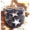 Image 2 : Navajo Stars Ring Size 10 Sand Cast Tufa Cast Sterling Silver K Yazzie