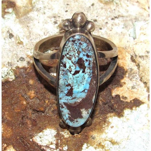 Navajo Golden Hills Turquoise Ring Sz 9 Sterling Silver S Skeets