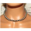 Image 2 : 8mm Navajo Pearls Necklace Sterling Silver Choker Necklace 16"L