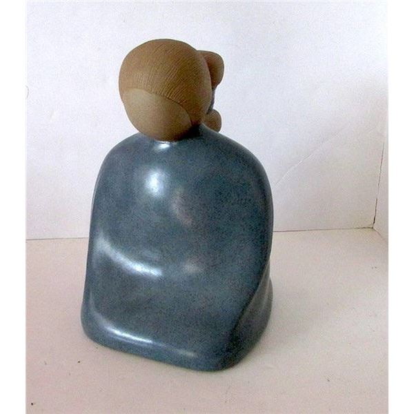 Navajo Jack Black Ceramic Sculpture Stylized Kneeling Woman