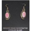 Image 2 : Navajo Pink Conch Dangle Earrings Sterling Silver Signed