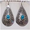 Image 1 : Navajo Turquoise Concho Post Earrings Sterling Silver Ingot Vintage
