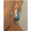 Image 2 : Navajo Turquoise Concho Post Earrings Sterling Silver Ingot Vintage