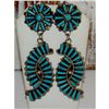 Image 2 : Zuni Petit Point Turquoise Dangle Earrings Sterling V. Byjoe Vintage