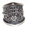 Image 4 : Navajo Kevin Yazzie Pueblo Cross Ring Size 8 Sand Cast Tufa Cast Sterling Silver