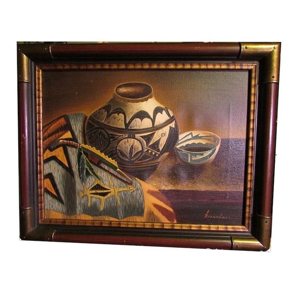 Vintage Oil On Canvas Framed Southwestern Art