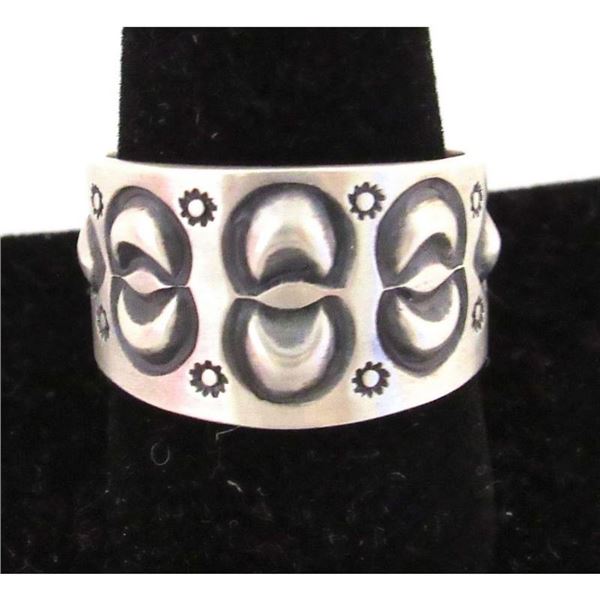 Navajo Martha Cayatineto Ring Size 10 Sterling Silver Band Native