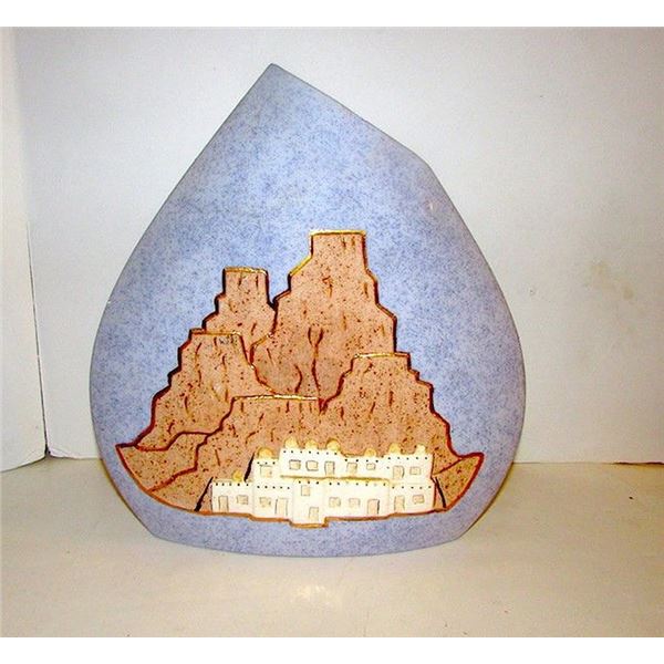 Southwestern Art Pottery 22K Gold Leaf Pillow Vase