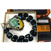 Image 3 : Signed Joseph Tenorio Santo Domingo Necklace – Onyx, Turquoise & Shell 21"