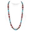 Image 1 : Navajo Pearls Necklace Sterling Silver Turquoise Coral Beads Accents 25"L