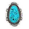 Image 3 : Navajo Kingman Turquoise Ring Sz 8 Sterling Silver Native American Signed