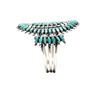 Image 2 : Navajo Turquoise Cluster Cuff Bracelet Sterling Silver Native American Signed