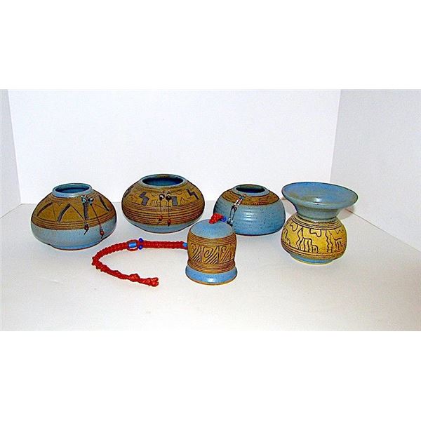 Collection of Vintage Navajo Pottery 5 Pieces Mary Tuttle