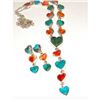 Image 2 : Navajo Turquoise Spiny Heart Lariat Necklace Earrings Set Sterling Silver