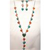 Image 3 : Navajo Turquoise Spiny Heart Lariat Necklace Earrings Set Sterling Silver
