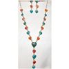 Image 5 : Navajo Turquoise Spiny Heart Lariat Necklace Earrings Set Sterling Silver