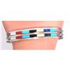 Image 5 : Zuni Turquoise Multi Stone Inlay Stacker Cuff Bracelet Sterling A. Wallace