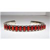 Image 1 : Zuni Mediterranean Coral Cuff Bracelet Sterling Silver Stacker V Martza