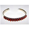 Image 2 : Zuni Mediterranean Coral Cuff Bracelet Sterling Silver Stacker V Martza