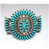 Image 1 : Navajo Turquoise Cluster Cuff Bracelet Sterling Silver Native American Signed
