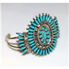 Image 2 : Navajo Turquoise Cluster Cuff Bracelet Sterling Silver Native American Signed