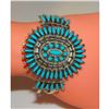 Image 4 : Navajo Turquoise Cluster Cuff Bracelet Sterling Silver Native American Signed
