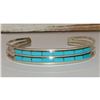 Image 1 : Zuni Turquoise Inlay Stacker Cuff Bracelet Sterling A. Wallace