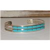 Image 2 : Zuni Turquoise Inlay Stacker Cuff Bracelet Sterling A. Wallace