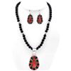 Image 1 : Navajo Red Orange Spiny Onyx Cluster Necklace Earrings Set Signed