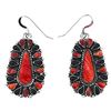 Image 2 : Navajo Red Orange Spiny Onyx Cluster Necklace Earrings Set Signed
