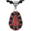 Image 3 : Navajo Red Orange Spiny Onyx Cluster Necklace Earrings Set Signed