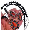 Image 4 : Navajo Red Orange Spiny Onyx Cluster Necklace Earrings Set Signed