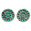 Image 2 : VTG Zuni Snake Eye Turquoise Cluster Earrings Sterling Silver Native American