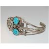 Image 4 : Navajo Turquoise Cuff Bracelet Sterling Silver Native American