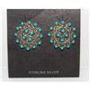 Image 2 : Zuni Snake Eye Turquoise Post Stud Earrings Sterling Silver Native American