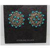 Image 3 : Zuni Snake Eye Turquoise Post Stud Earrings Sterling Silver Native American