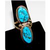 Image 1 : Navajo Kingman Turquoise Statement Ring Sz 8 Sterling Silver Signed