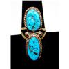 Image 2 : Navajo Kingman Turquoise Statement Ring Sz 8 Sterling Silver Signed