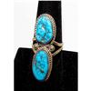 Image 5 : Navajo Kingman Turquoise Statement Ring Sz 8 Sterling Silver Signed