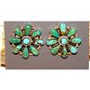 Image 1 : Navajo Turquoise Cluster Earrings Sterling Silver Native American 1"