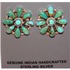 Image 2 : Navajo Turquoise Cluster Earrings Sterling Silver Native American 1"