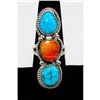 Image 1 : Navajo Orange Spiny Turquoise Statement Ring Sz 8 Yazzie