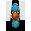 Image 2 : Navajo Orange Spiny Turquoise Statement Ring Sz 8 Yazzie